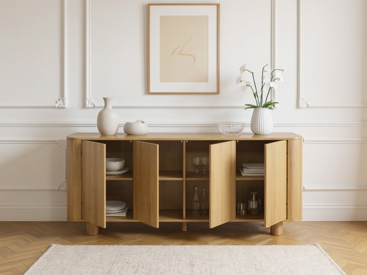 Ensemble MALO avec buffet 180 cm + meuble TV 180 cm placage chêne massif