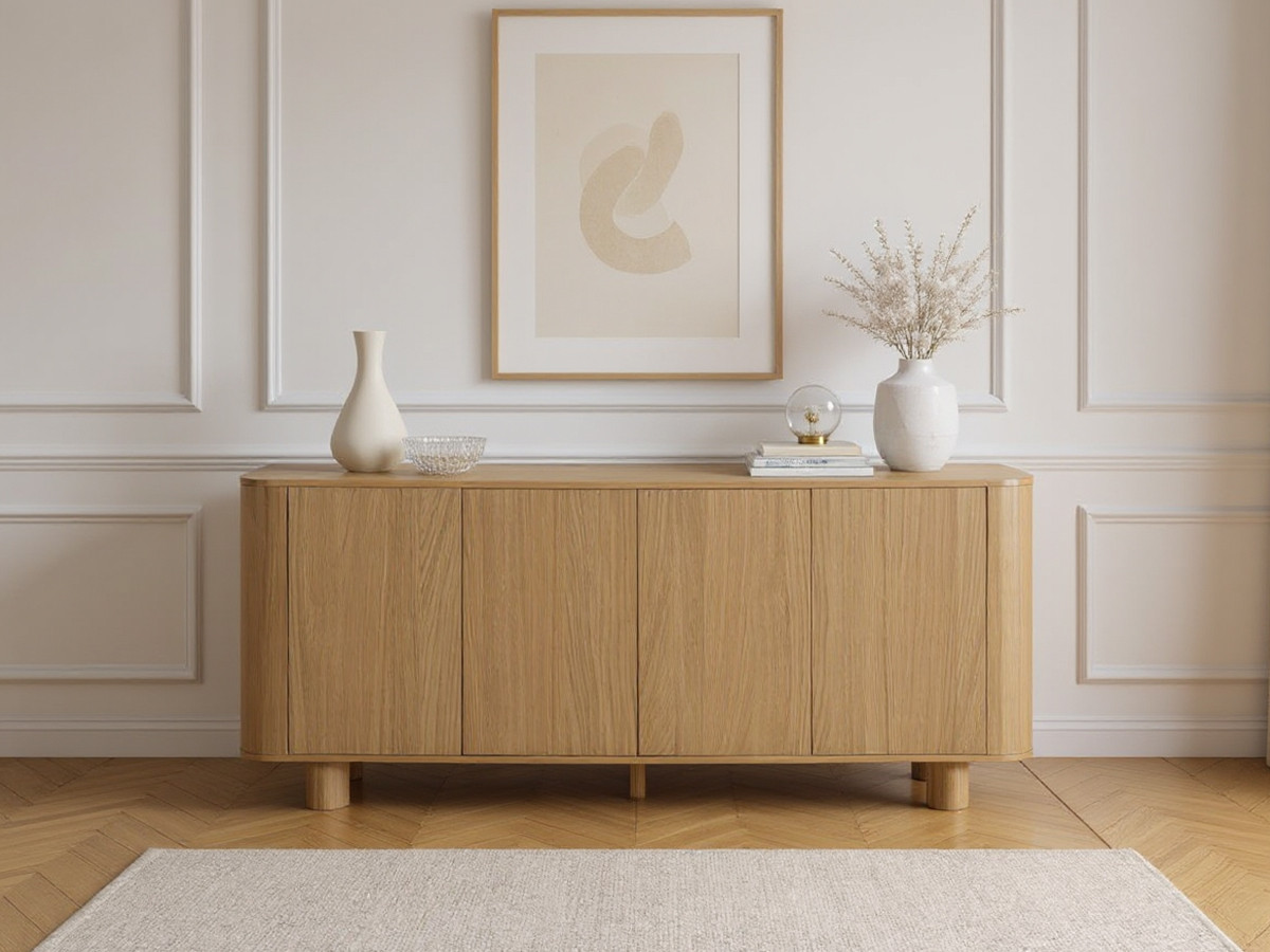 Ensemble MALO avec buffet 180 cm + meuble TV 180 cm placage chêne massif