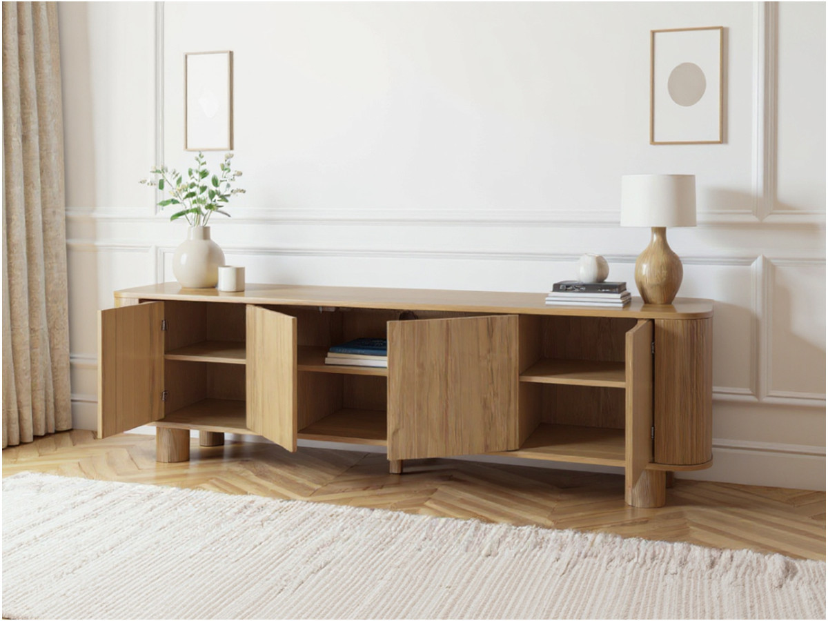 Ensemble MALO avec buffet 180 cm + meuble TV 180 cm placage chêne massif