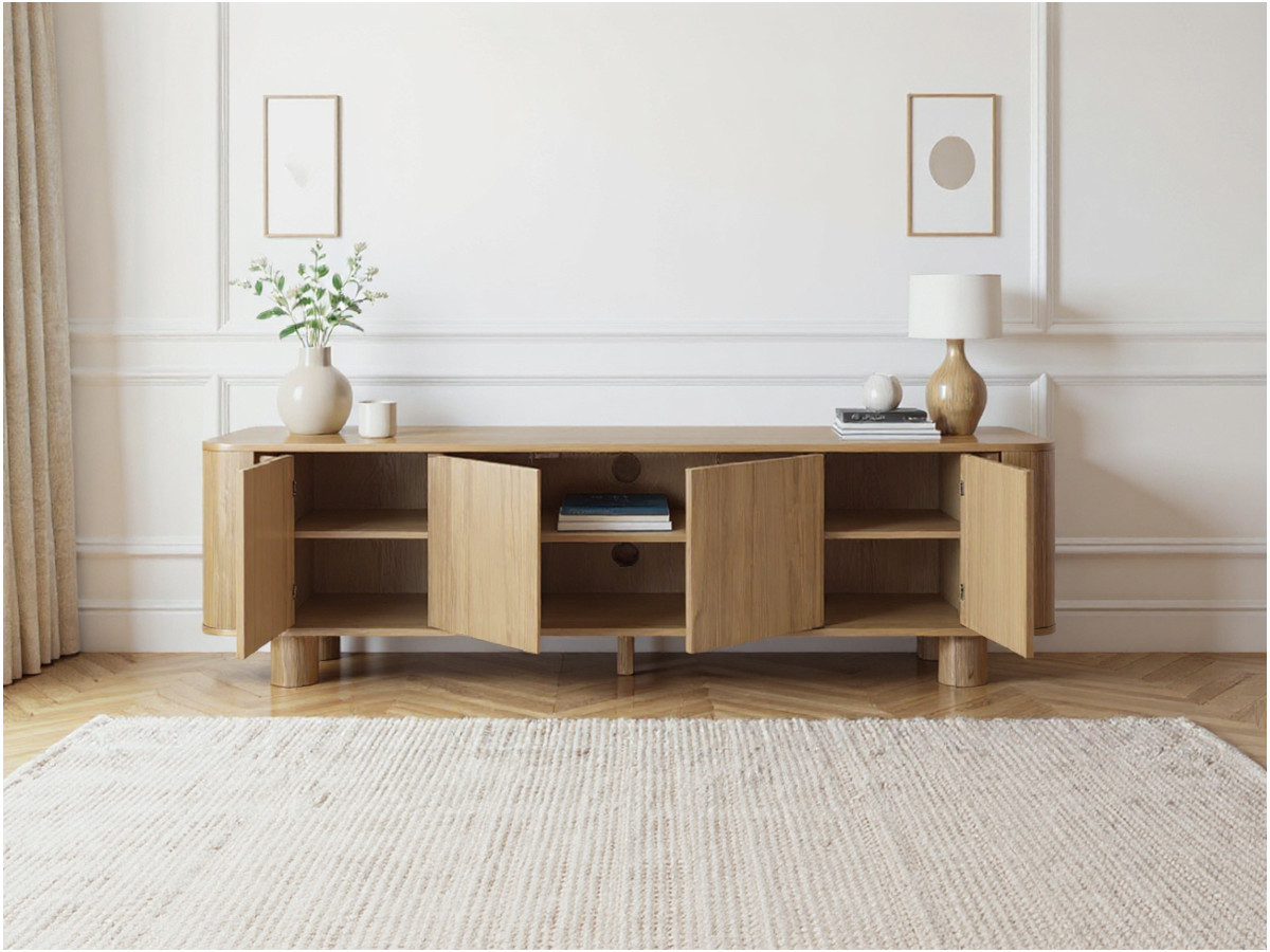 Ensemble MALO avec buffet 180 cm + meuble TV 180 cm placage chêne massif