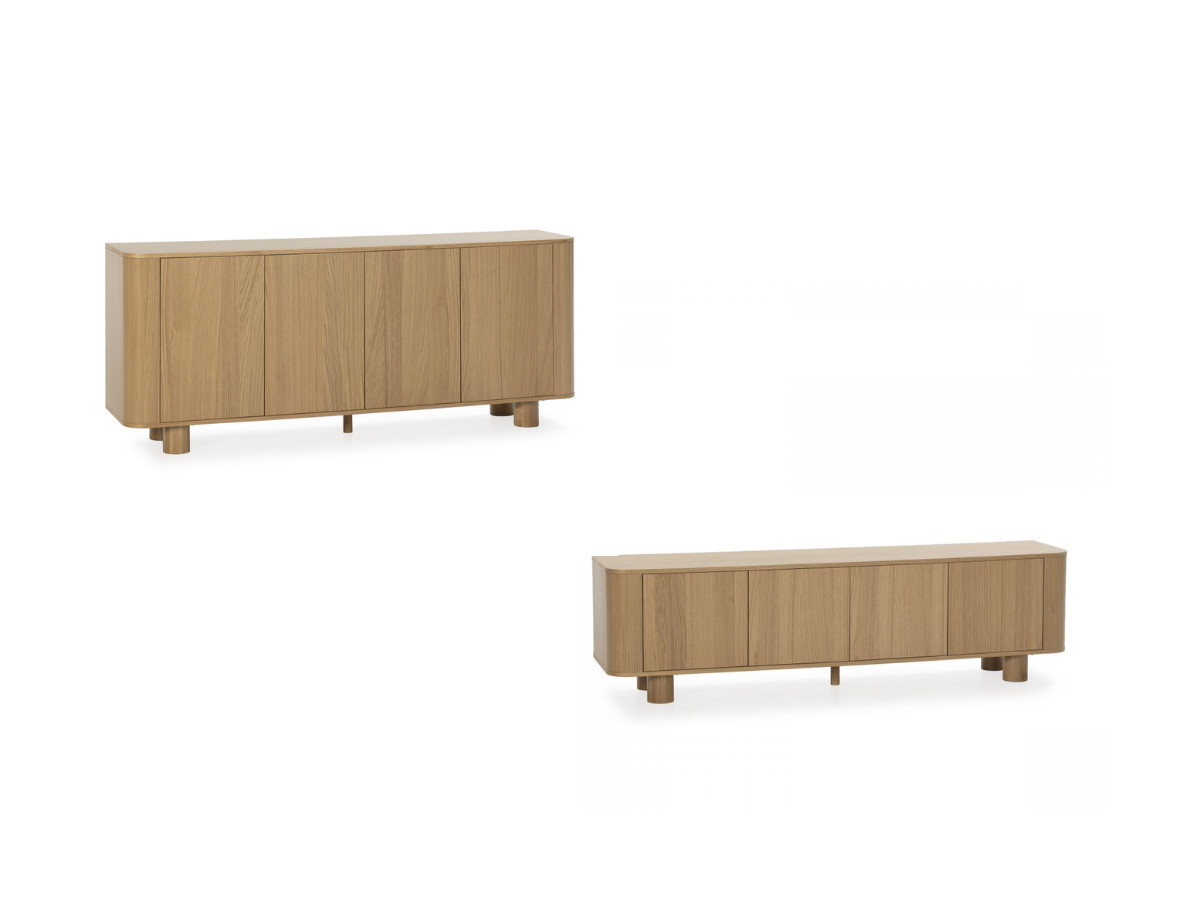 Ensemble MALO avec buffet 180 cm + meuble TV 180 cm placage chêne massif marron clair — vue 3