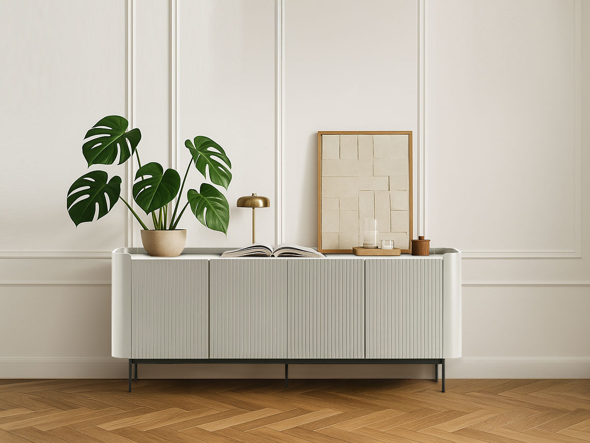 Ensemble JAY avec buffet 200 cm + meuble TV 180 cm effet tasseaux beige — vue 6