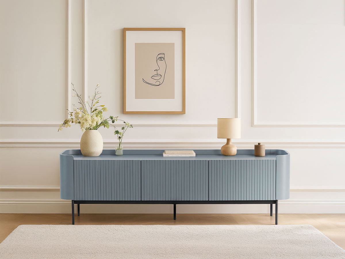 Ensemble JAY avec buffet 200 cm + meuble TV 180 cm effet tasseaux