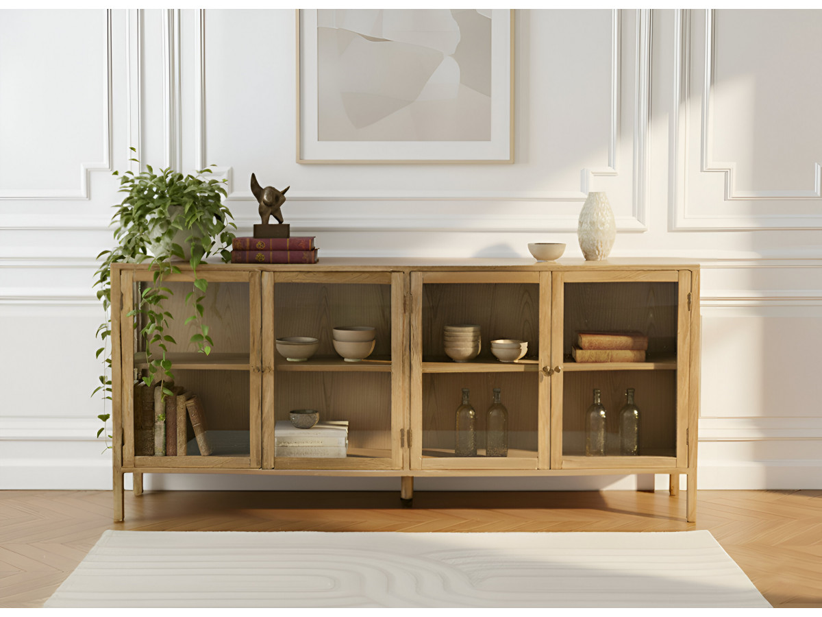 Ensemble CARMEN avec buffet 180 cm + meuble TV 160 cm placage chêne massif