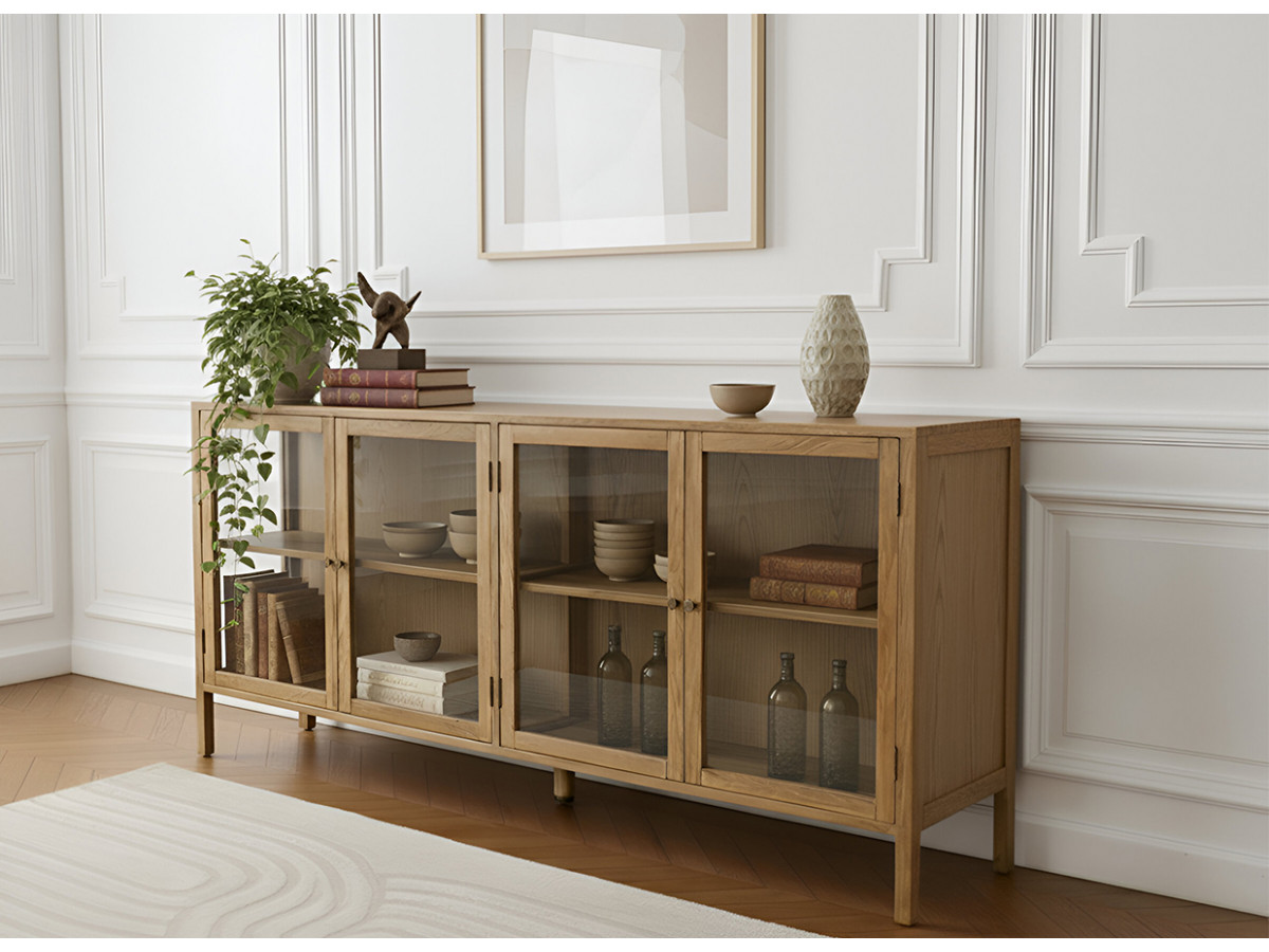 CARMEN set met 180 cm dressoir + 160 cm tv-meubel in massief eiken fineer