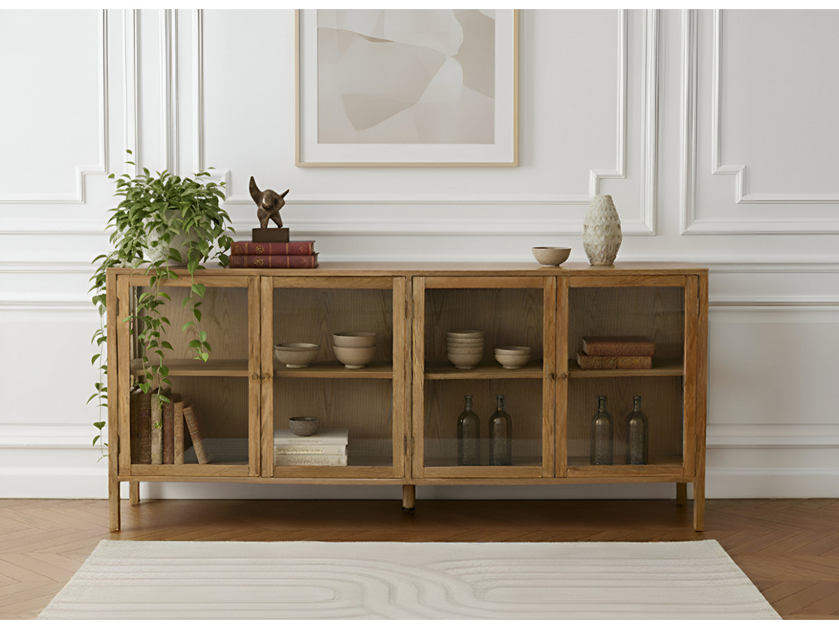 CARMEN set met 180 cm dressoir + 160 cm tv-meubel in massief eiken fineer