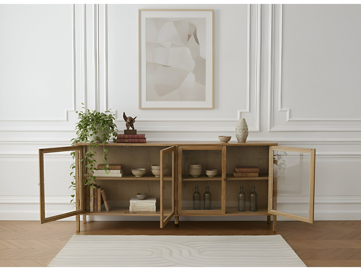 CARMEN set met 180 cm dressoir + 160 cm tv-meubel in massief eiken fineer