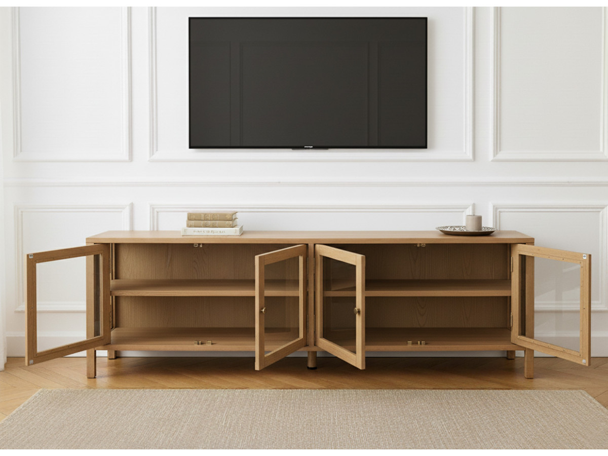 CARMEN set met 180 cm dressoir + 160 cm tv-meubel in massief eiken fineer