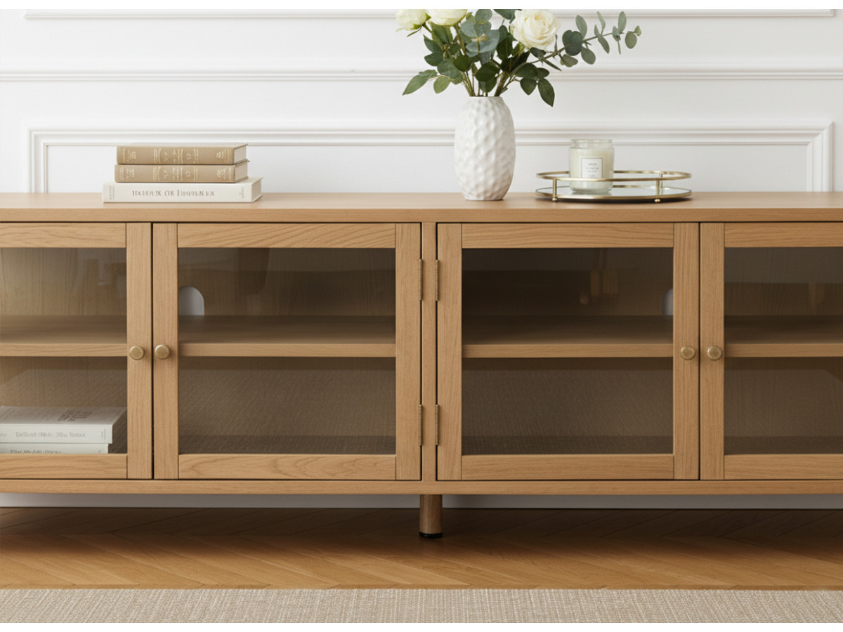CARMEN set met 180 cm dressoir + 160 cm tv-meubel in massief eiken fineer