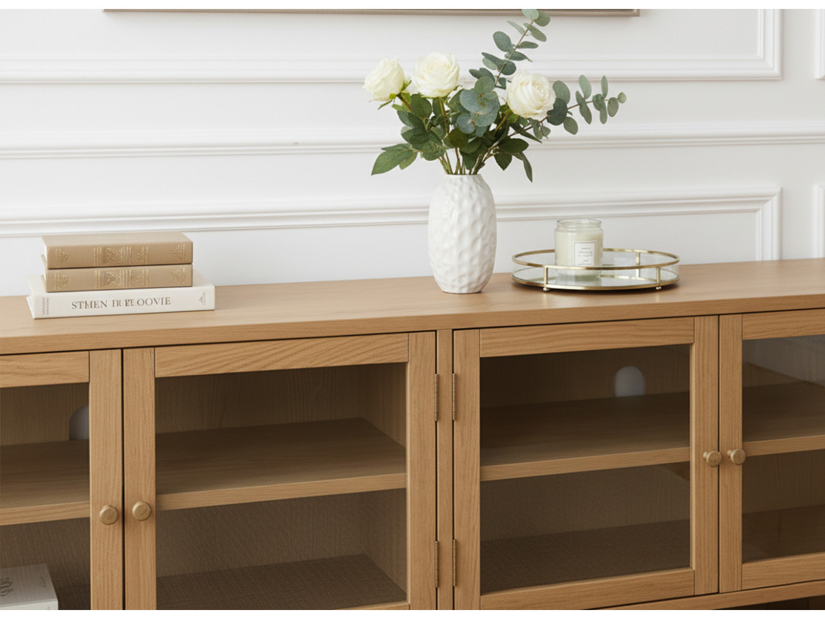 CARMEN set met 180 cm dressoir + 160 cm tv-meubel in massief eiken fineer