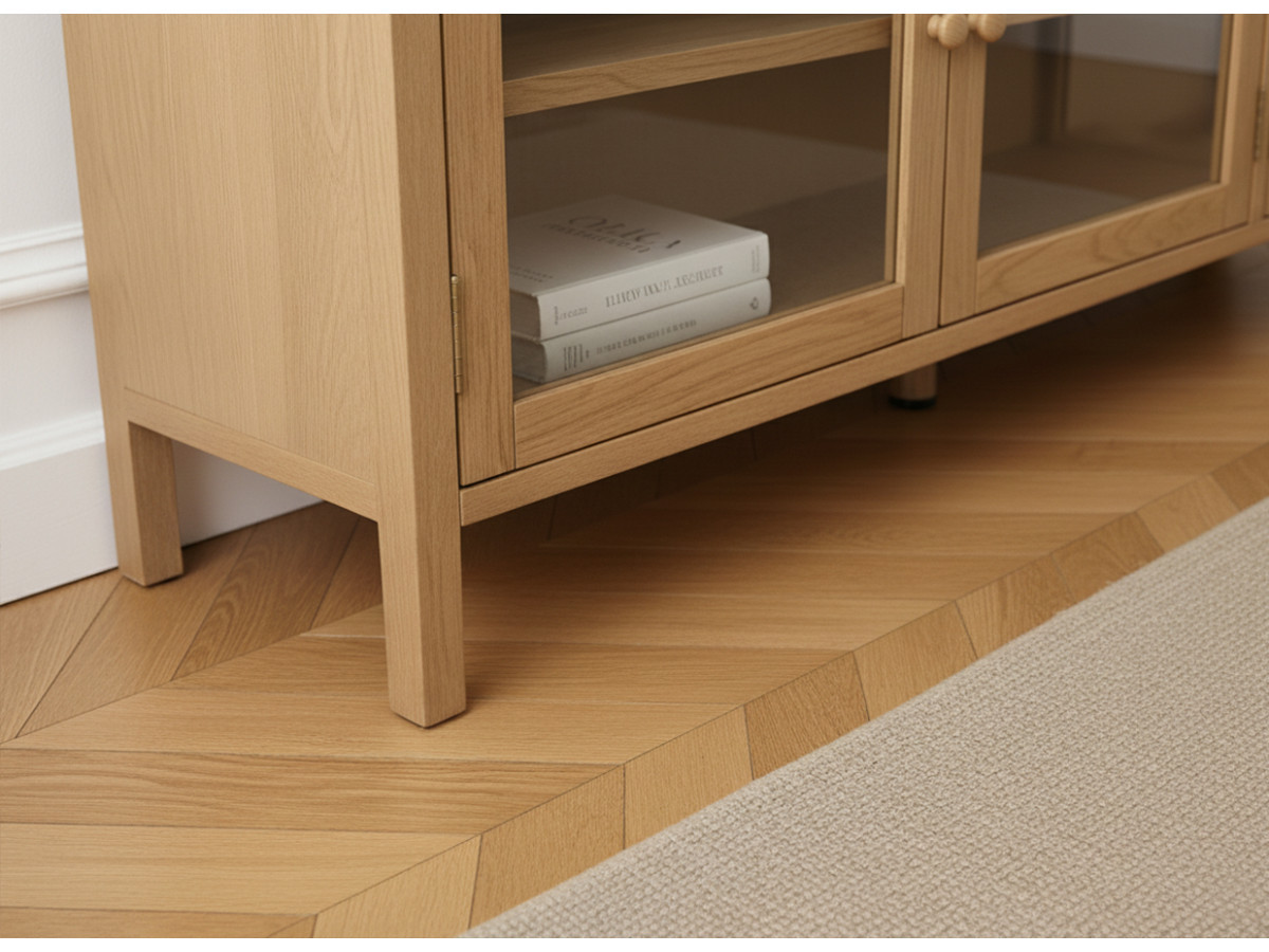 CARMEN set met 180 cm dressoir + 160 cm tv-meubel in massief eiken fineer