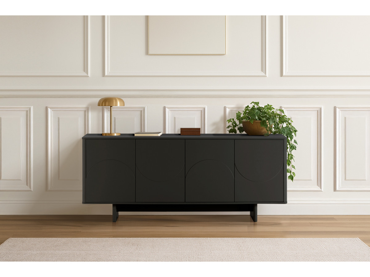 Ensemble ESTEBAN avec buffet 180 cm + meuble TV 180 cm formes géométriques noir — vue 6
