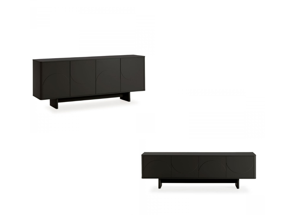 esteban set met 180 cm dressoir + 180 cm tv-meubel met geometrische vormen gekleurd zwart