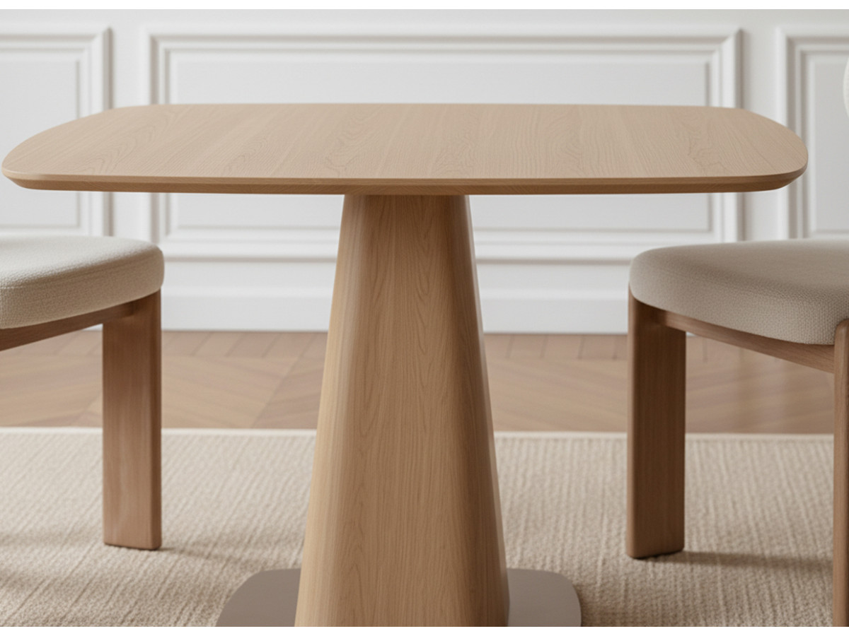 Table à manger carrée NOA 120 cm placage chêne massif