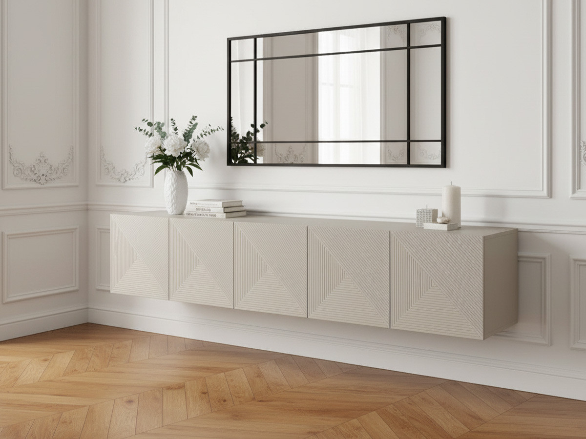 Meuble TV suspendu 200 cm ALICE beige — vue 5