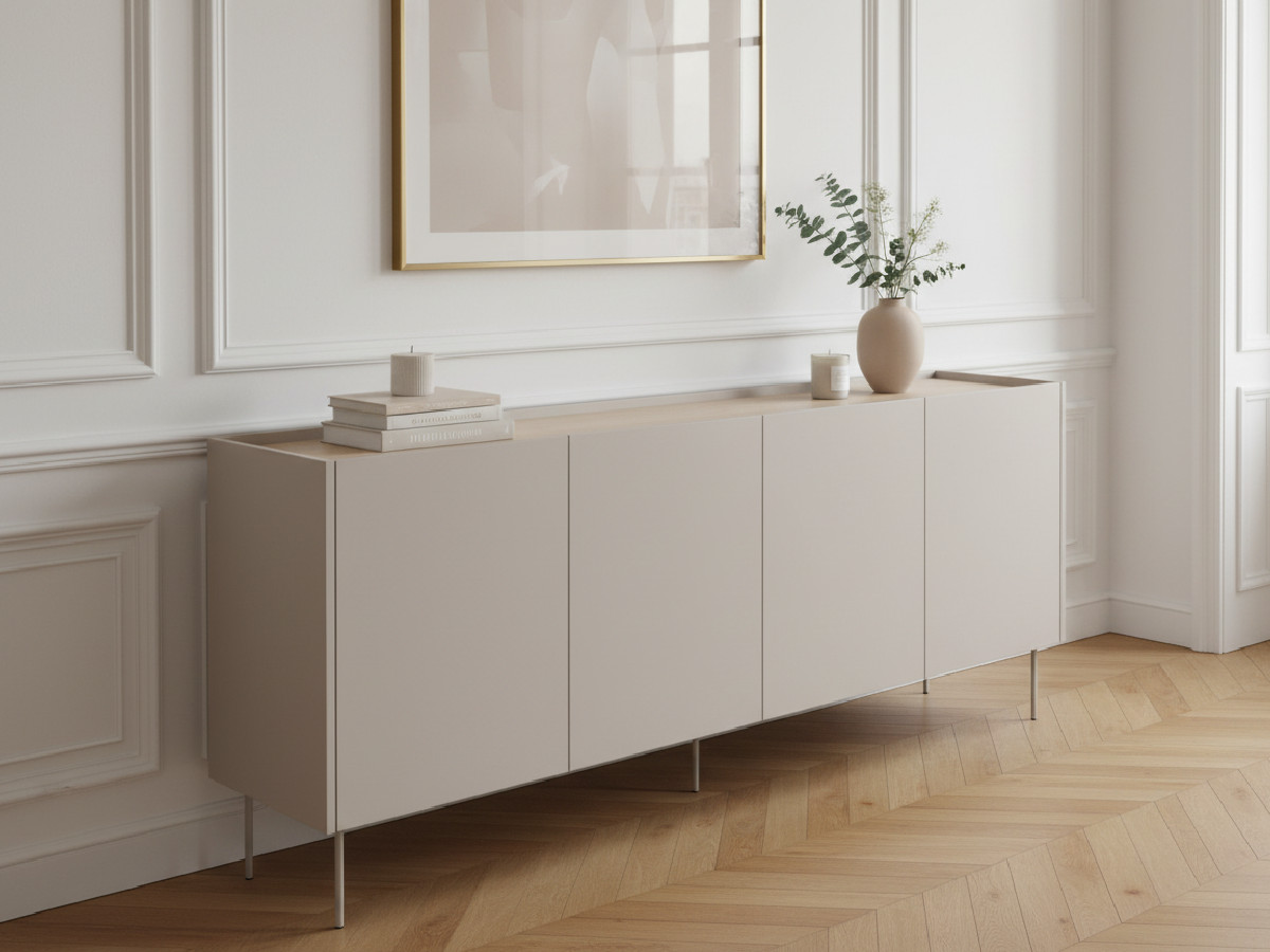 Buffet 4 portes 220 cm ATLAS beige — vue 4