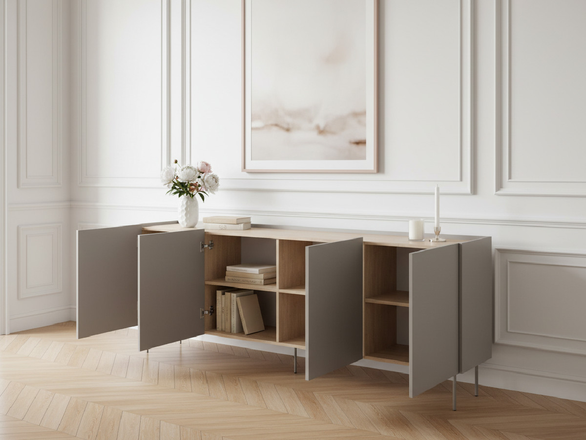 Buffet 4 portes 220 cm ATLAS beige — vue 5