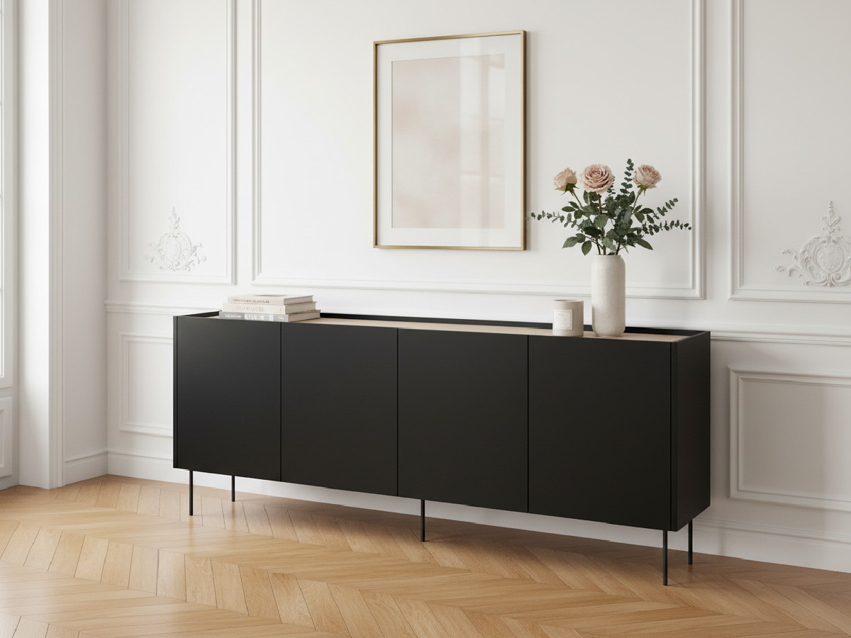 Buffet 4 portes 220 cm ATLAS noir — vue 4