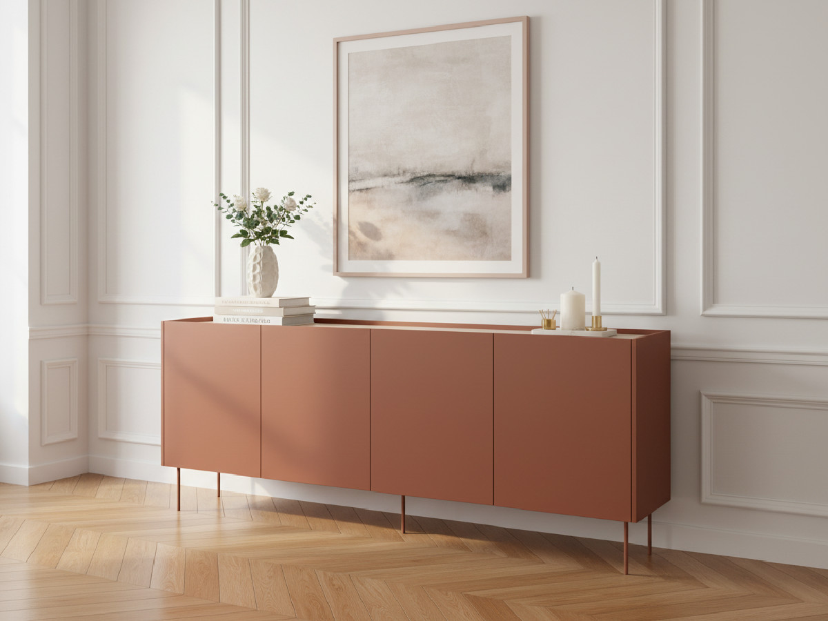 Buffet 4 portes 220 cm ATLAS rouge — vue 4