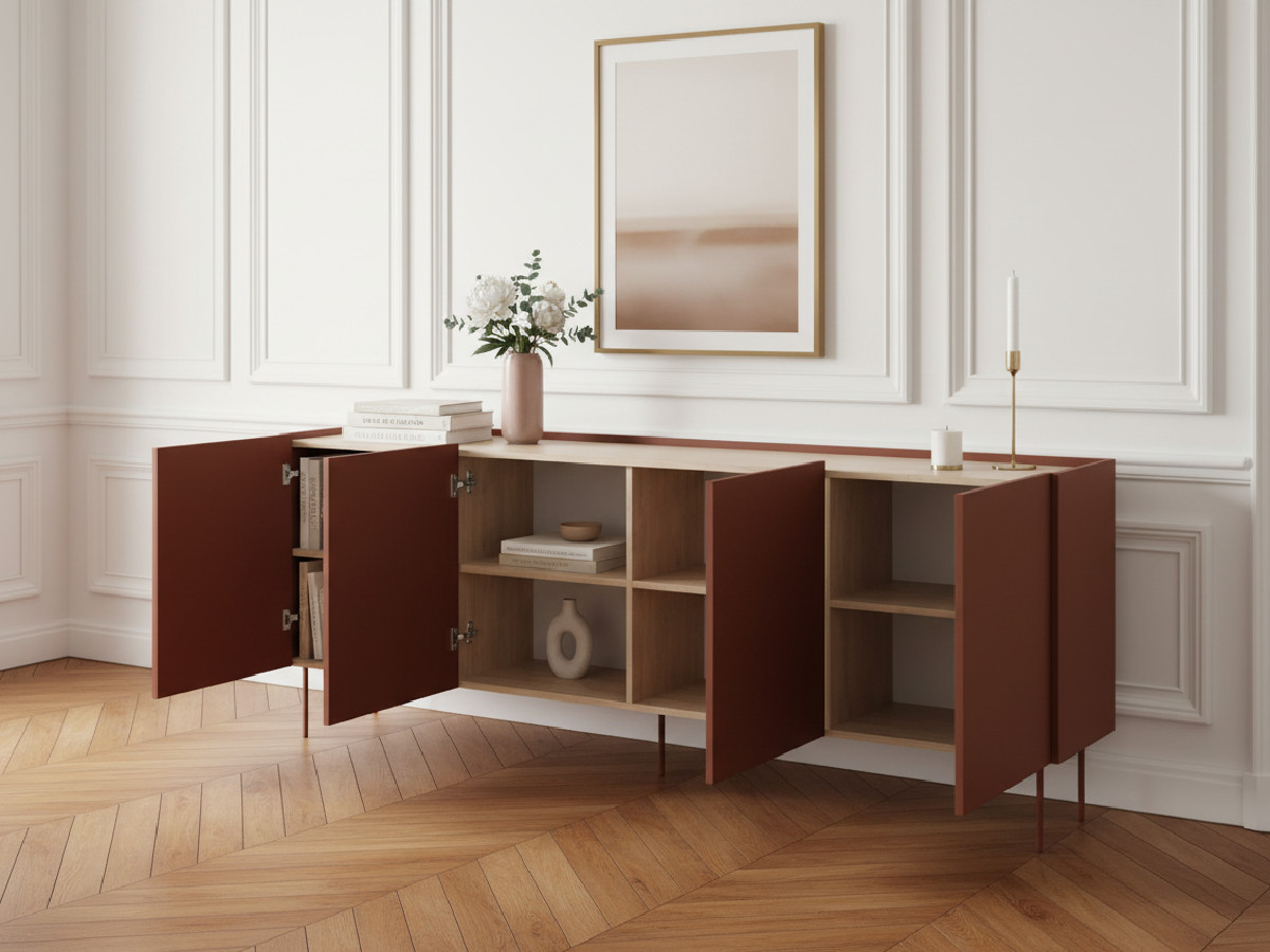 Buffet 4 portes 220 cm ATLAS rouge — vue 5