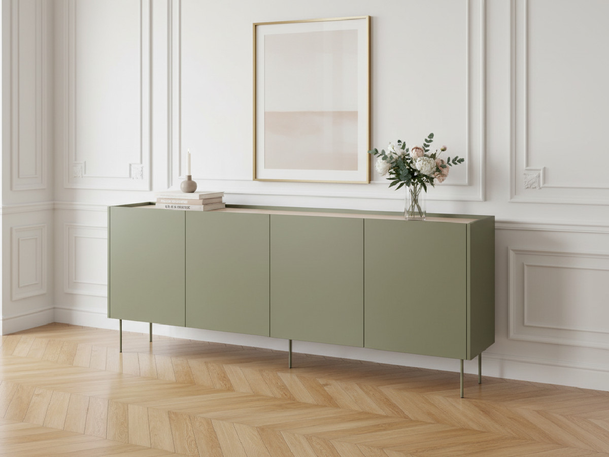 Buffet 4 portes 220 cm ATLAS vert — vue 4