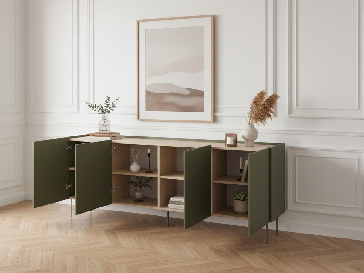 Buffet 4 portes 220 cm ATLAS vert — vue 5