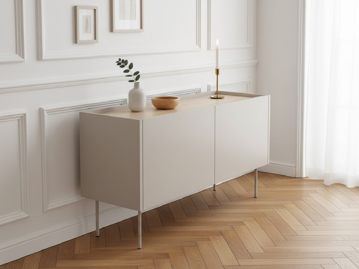 Meuble TV 2 portes 120 cm ATLAS beige — vue 6