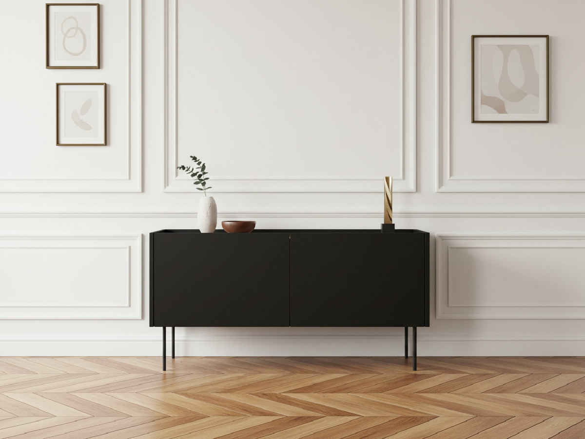 Meuble TV 2 portes 120 cm ATLAS noir