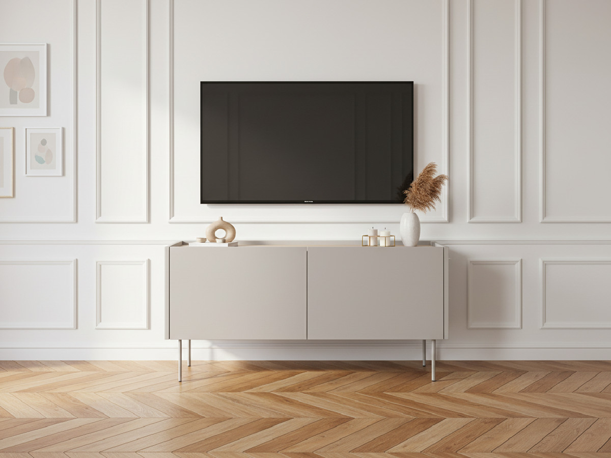 Meuble TV 2 portes 120 cm ATLAS beige