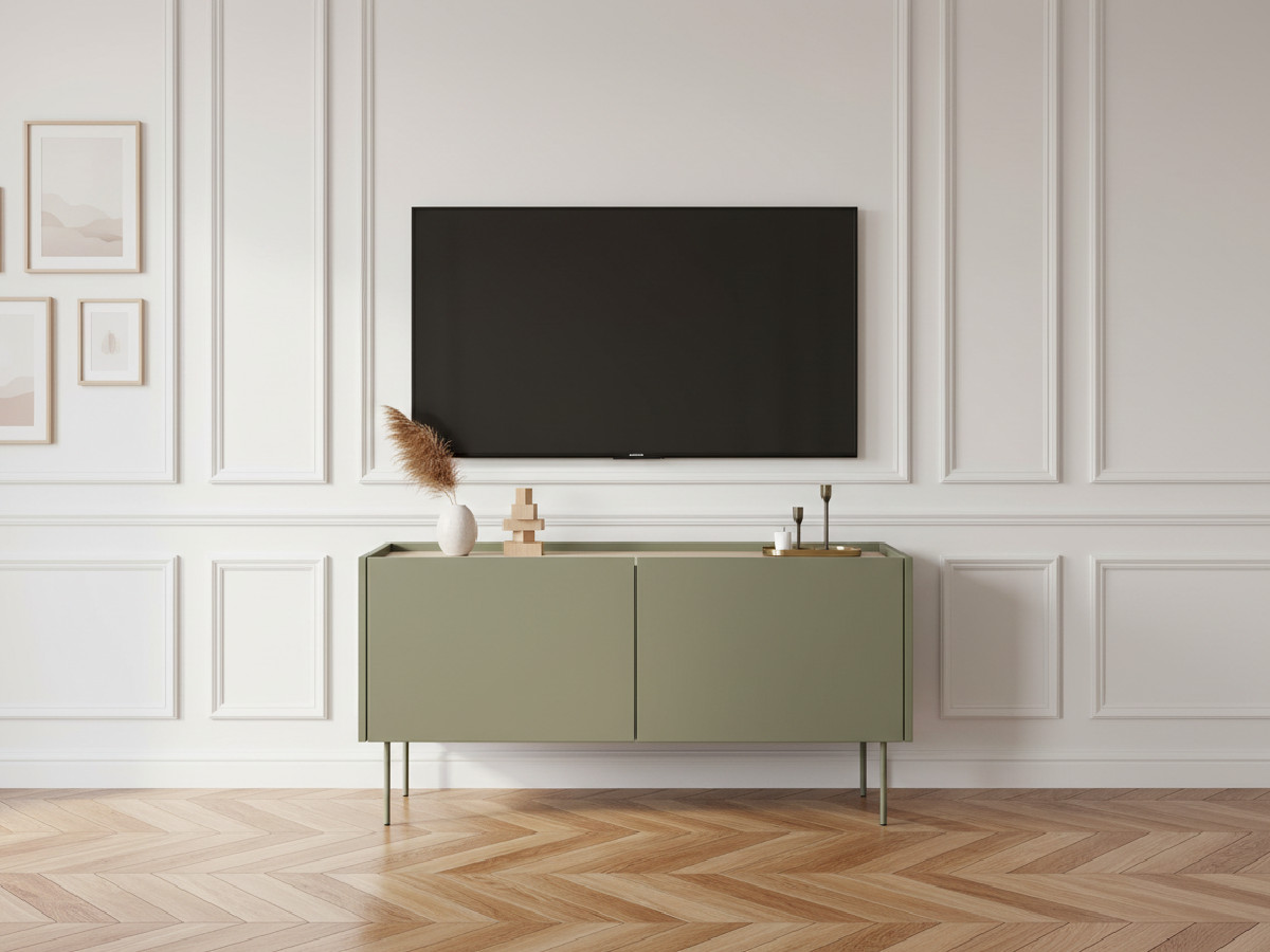 Meuble TV 2 portes 120 cm ATLAS vert — vue 5