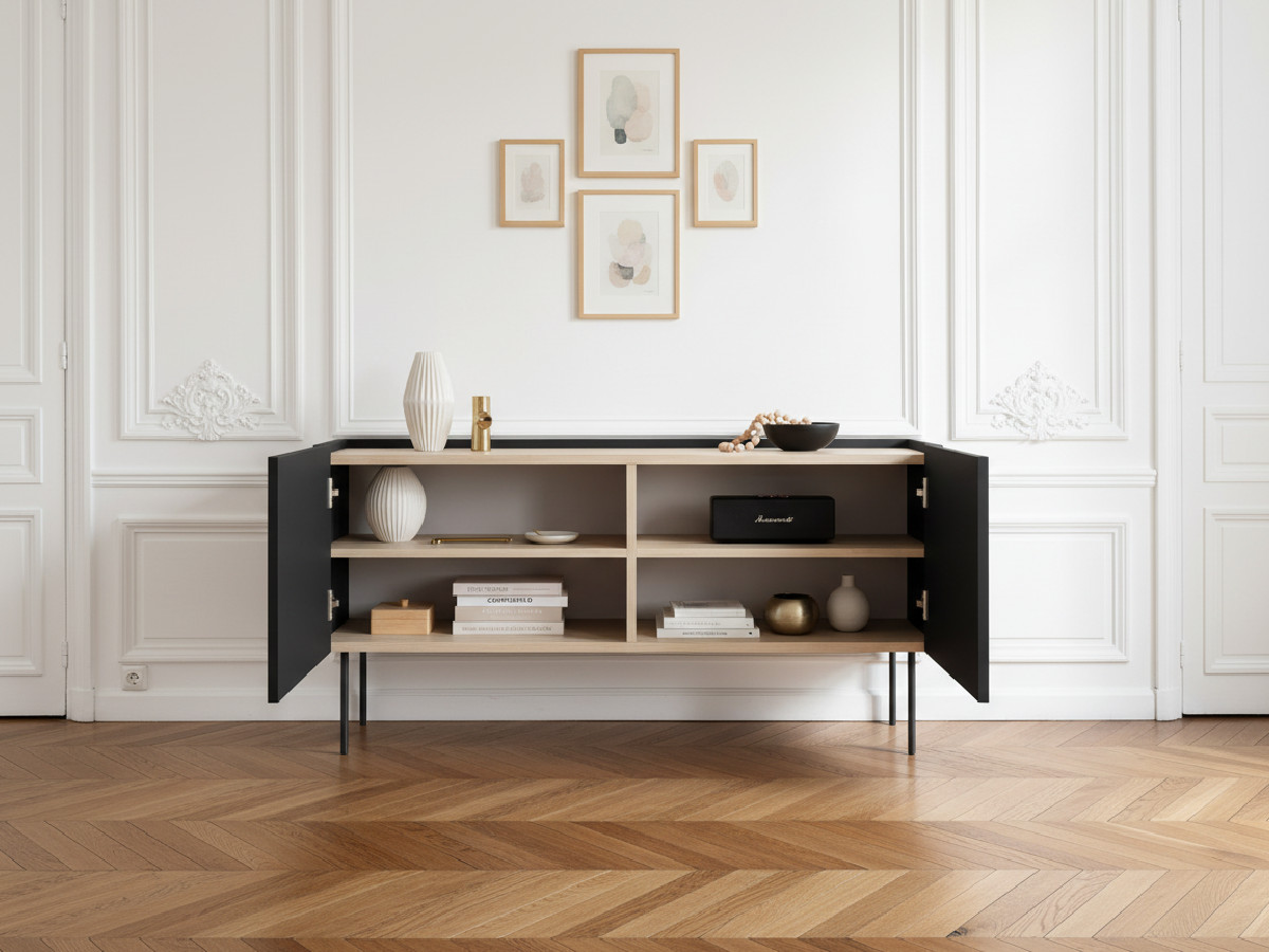 Meuble TV 2 portes 120 cm ATLAS noir — vue 5