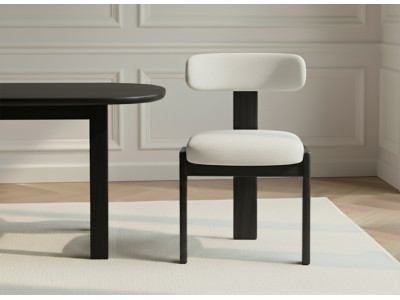 Lot de 2 chaises TANYA chêne massif noir et tissu texturé