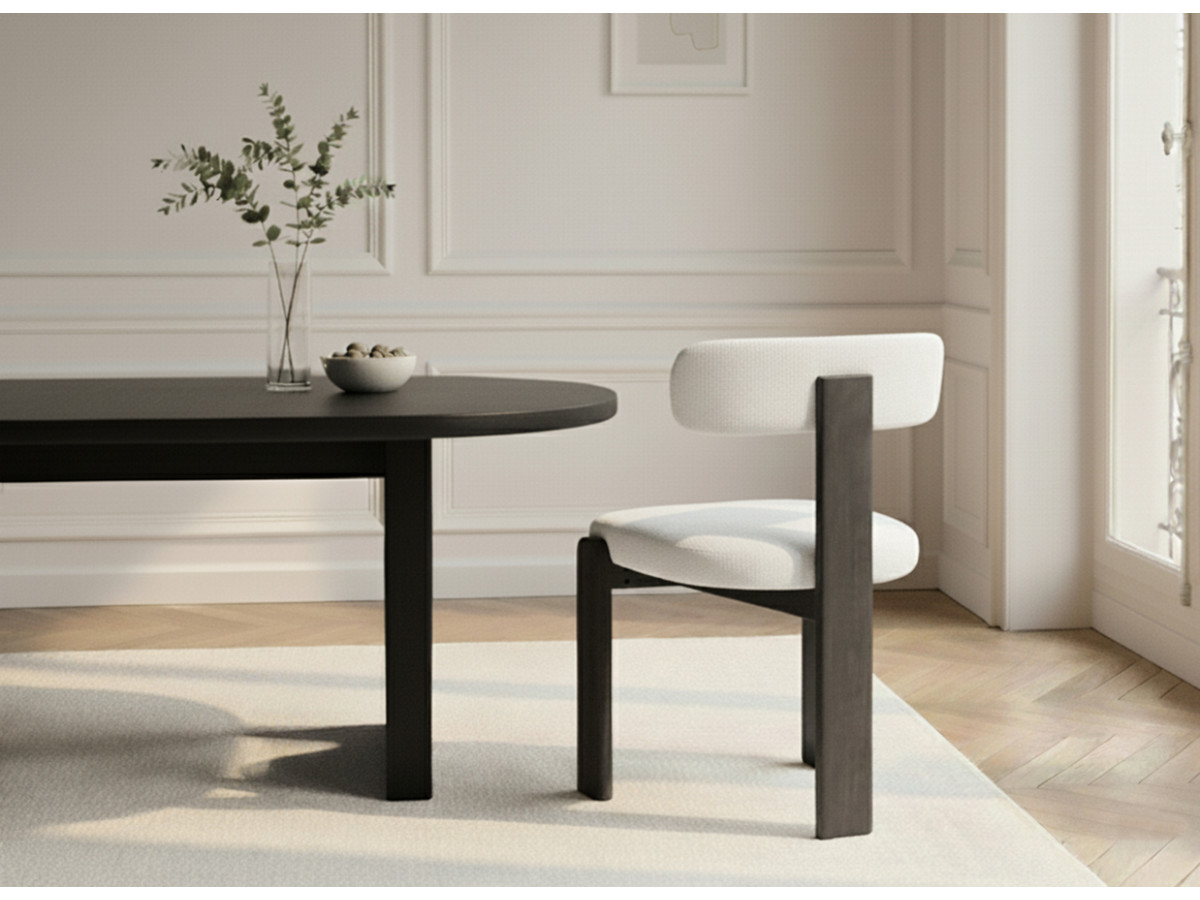 Lot de 2 chaises TANYA chêne massif noir et texturé blanc — vue 5