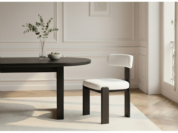 Lot de 2 chaises TANYA chêne massif noir et tissu texturé