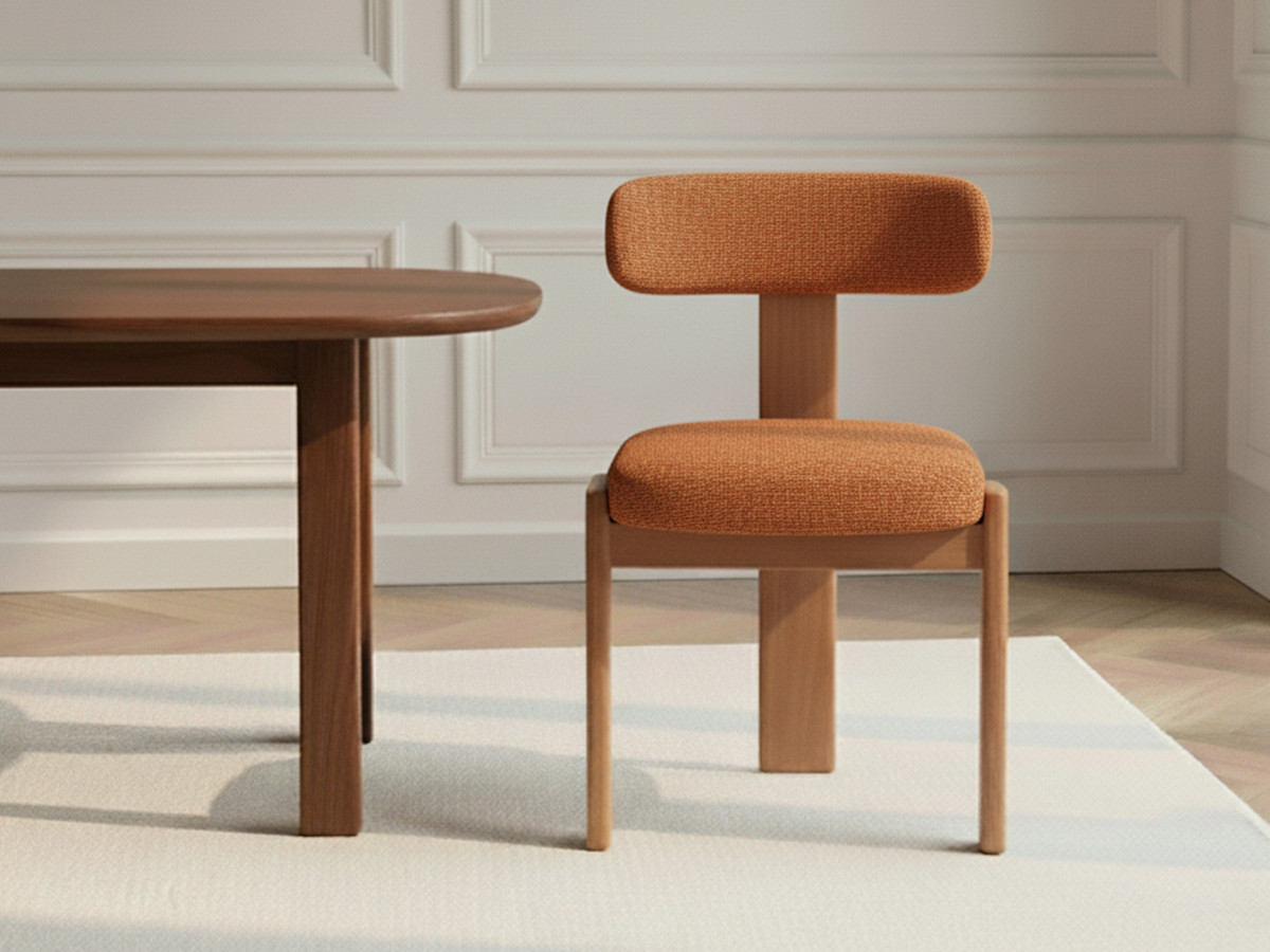 Lot de 2 chaises TANYA chêne massif et texturé orange — vue 4