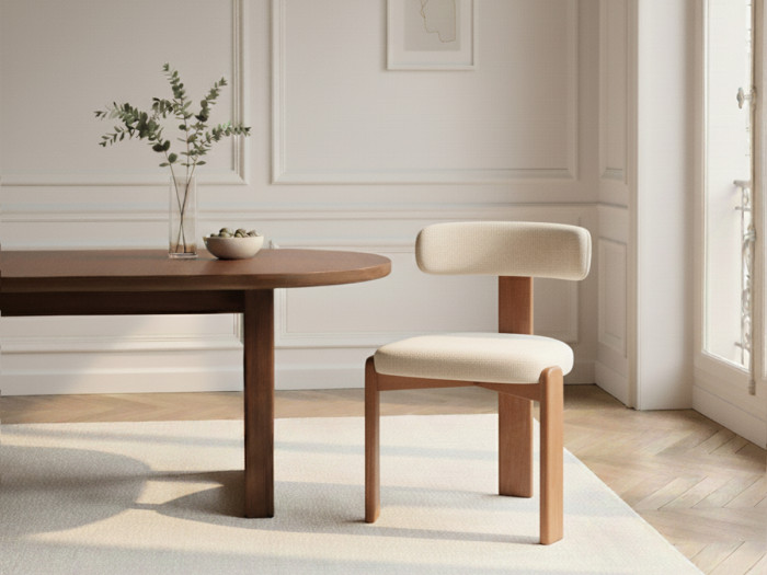 Lot de 2 chaises TANYA chêne massif et tissu texturé