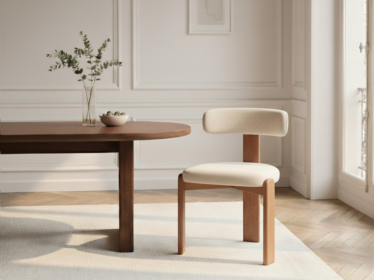 lot de 2 chaises tanya chêne massif et tissu texturé de couleur beige