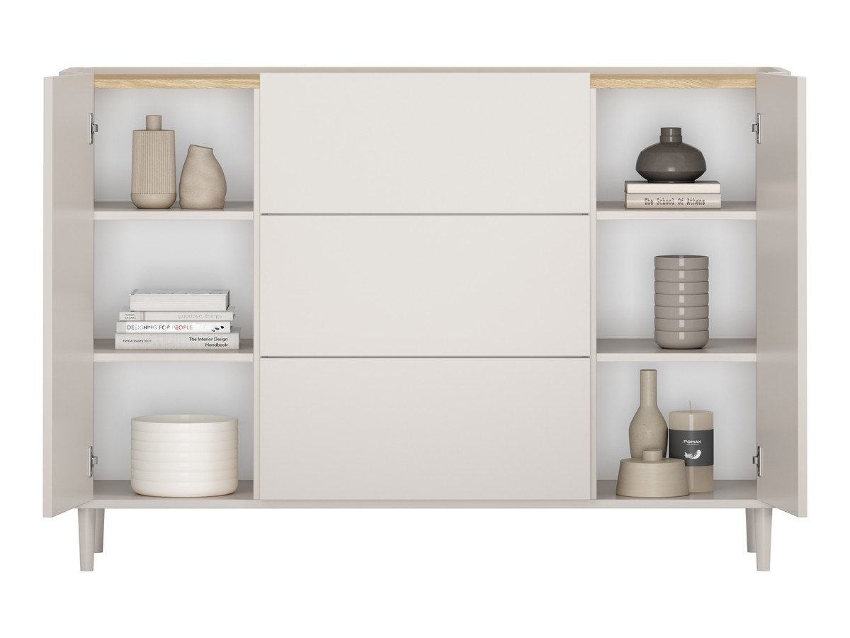 Buffet 2 portes 3 tiroirs 150 cm ANYRA pieds en bois massif