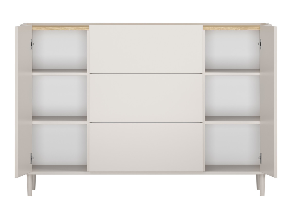 Buffet 2 portes 3 tiroirs 150 cm ANYRA pieds en bois massif