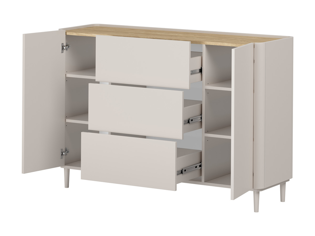 Buffet 2 portes 3 tiroirs 150 cm ANYRA pieds en bois massif