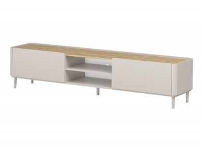 Meuble TV 1 porte 1 tiroir 220 cm ANYRA pieds en bois massif