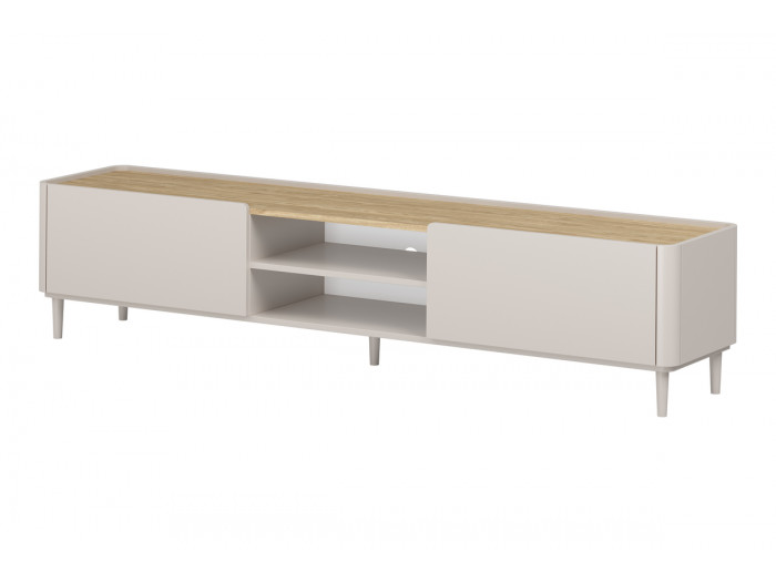Meuble TV 1 porte 1 tiroir 220 cm ANYA pieds en bois massif