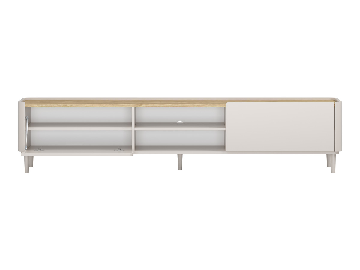 Meuble TV 1 porte 1 tiroir 220 cm ANYRA pieds en bois massif