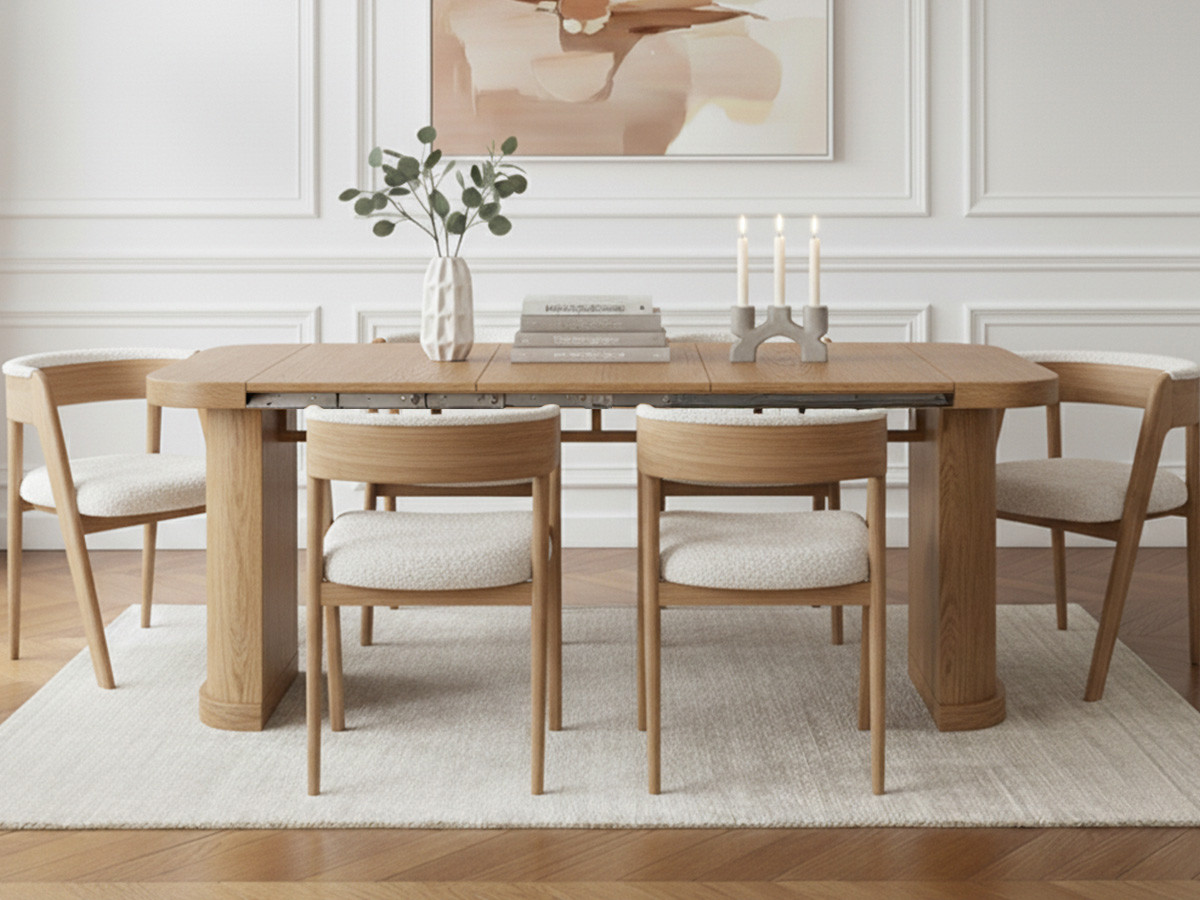 Uitschuifbare console 45 tot 187 cm CASSIS massief eiken fineer