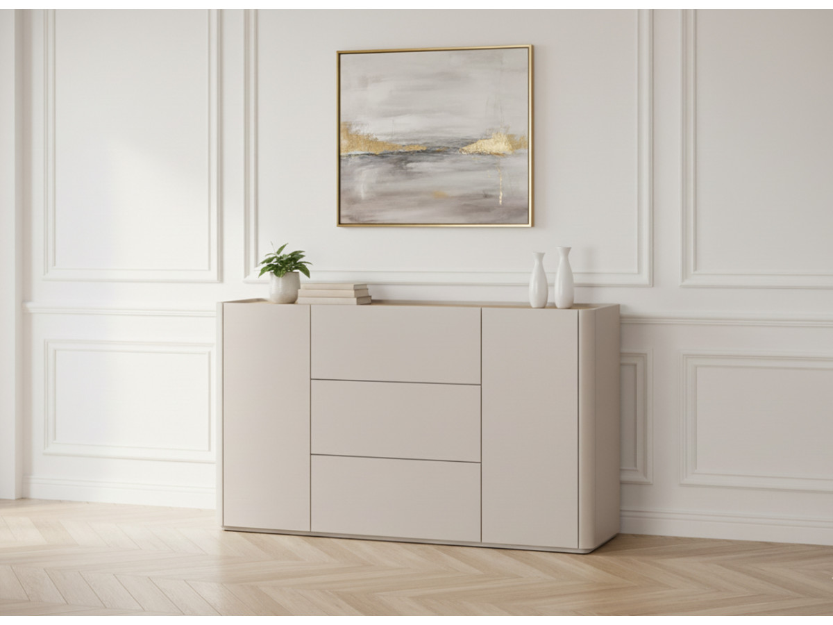 Buffet 2 portes 3 tiroirs 150 cm ANYRA beige — vue 4