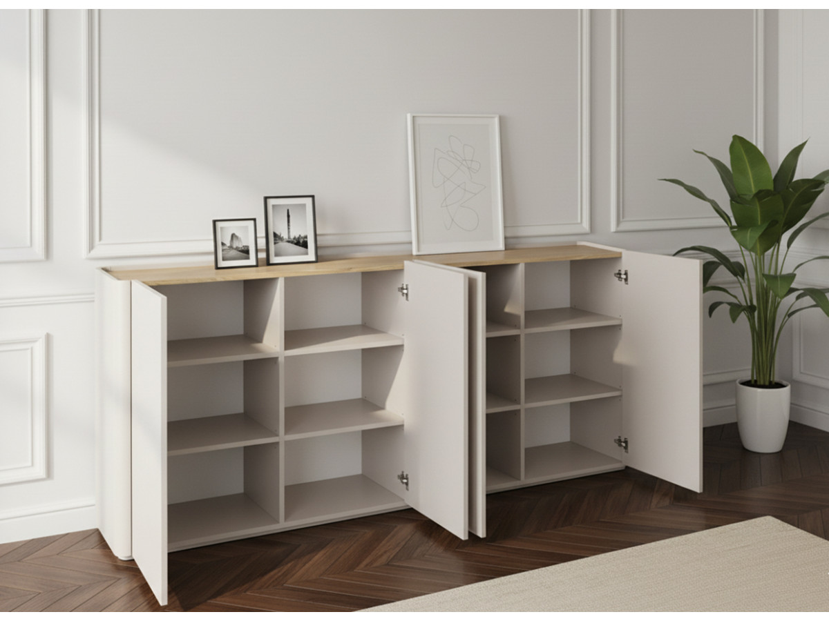 Buffet 4 portes 200 cm ANYRA beige — vue 6