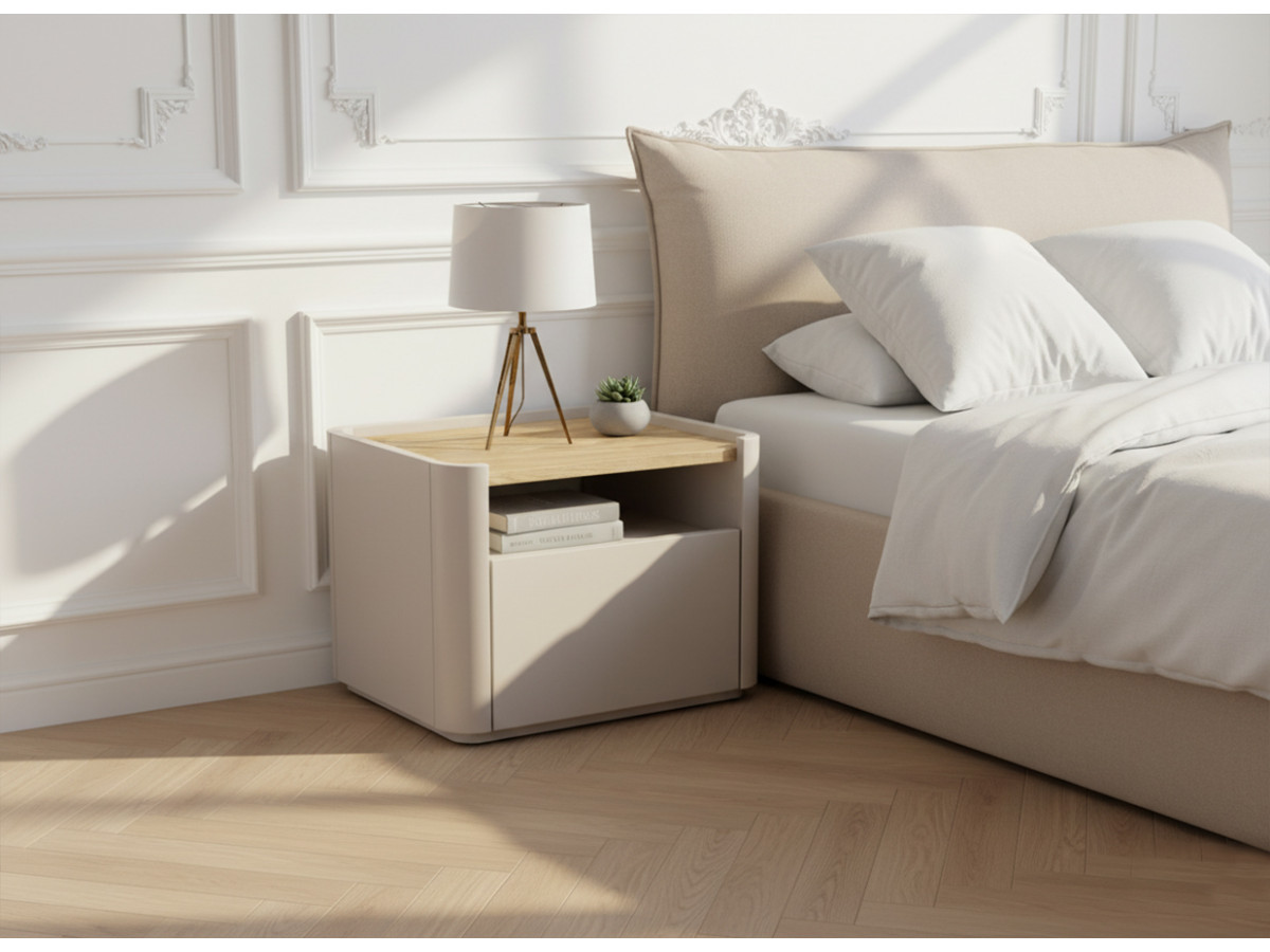 Table de chevet 1 tiroir ANYRA beige — vue 4