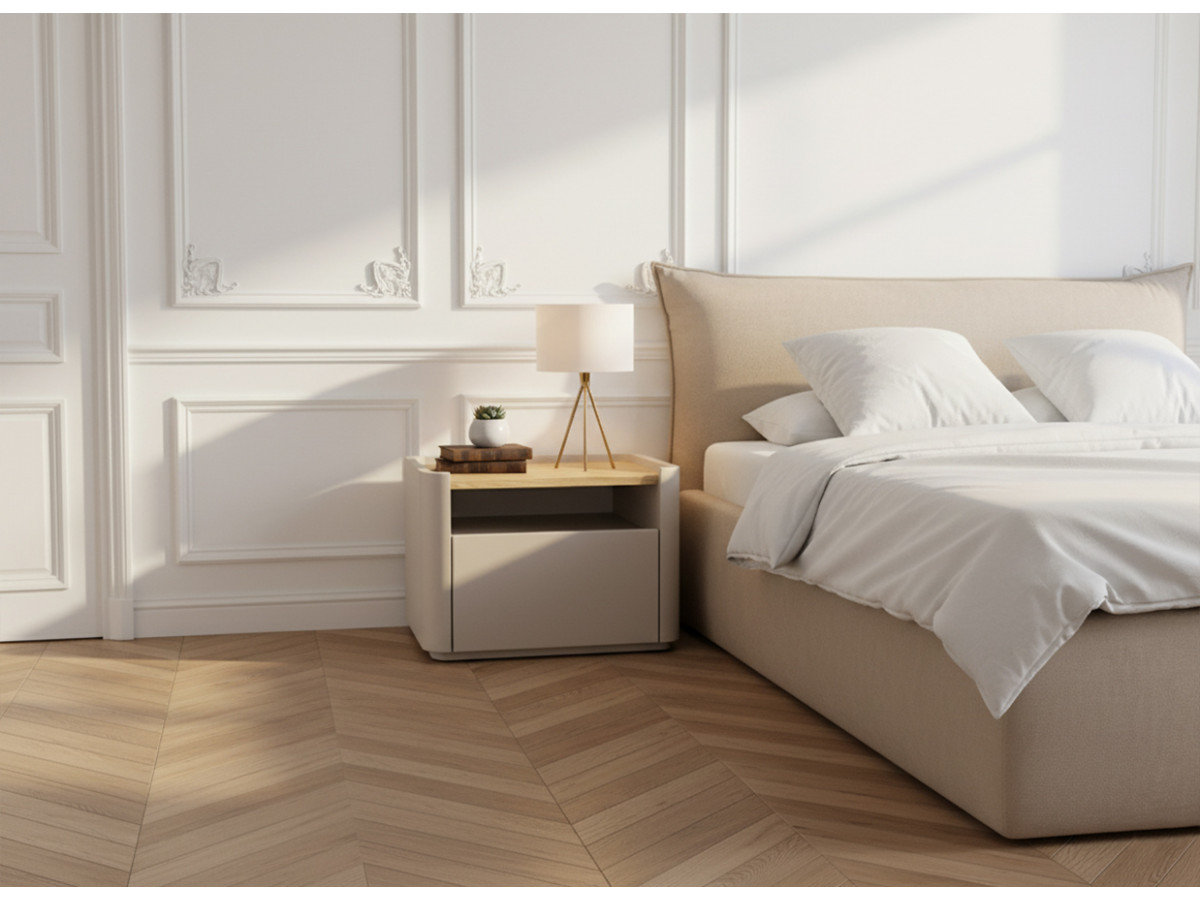 Table de chevet 1 tiroir ANYRA beige — vue 6