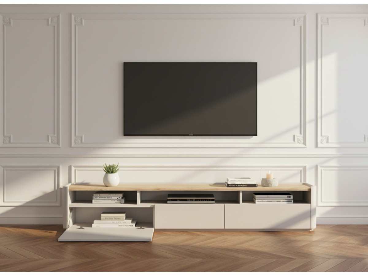Meuble TV 1 porte 2 tiroirs 200 cm ANYRA