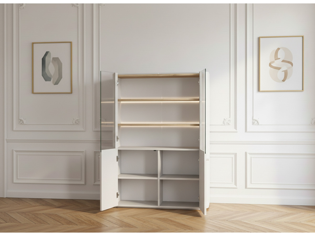 Meuble vitrine 2 portes H. 138 cm ANYRA beige — vue 5